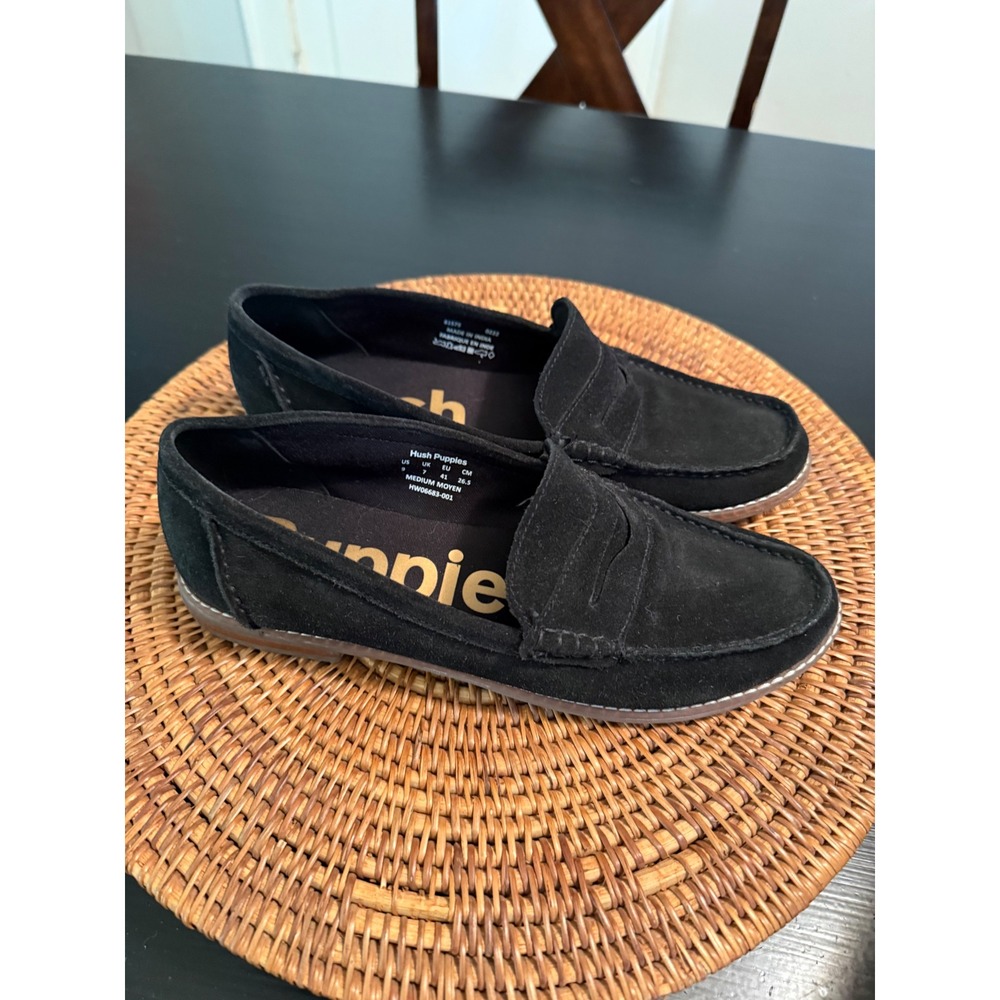 Hush Puppies Womens Black Suede Penny Loafers Bounce Comfort Shoes HW06683-001 9